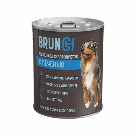 Brunch влажный корм для взрослых собак с печенью в консервах - 340 г х 12 шт фото 1