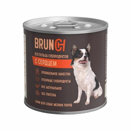 Brunch влажный корм для собак, фарш из сердца, в консервах - 240 г фото 1