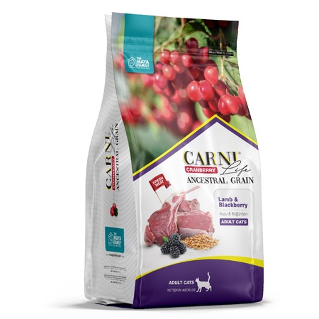 Carni Life Adult полнорационный сухой корм для кошек, низкозерновой, с ягненком, ежевикой и клюквой - 1,5 кг фото 1