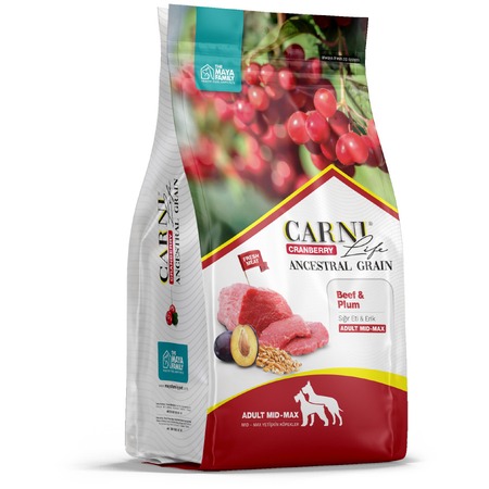 Carni Life Medium Maxi полнорационный сухой корм для собак средних и крупных пород, низкозерновой, черносливом и клюквой фото 1