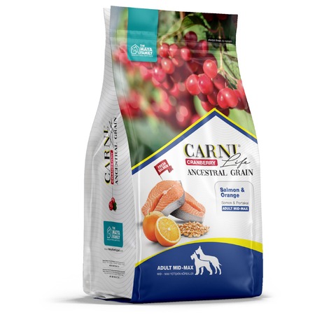 Carni Life Medium Maxi полнорационный сухой корм для собак средних и крупных пород, низкозерновой, с лососем, апельсином и клюквой фото 1