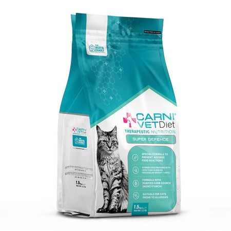 Carni Vet Diet Cat Super Defense сухой корм для кошек при пищевой непереносимости и аллергии, диетический, с лососем - 1,5 кг фото 1