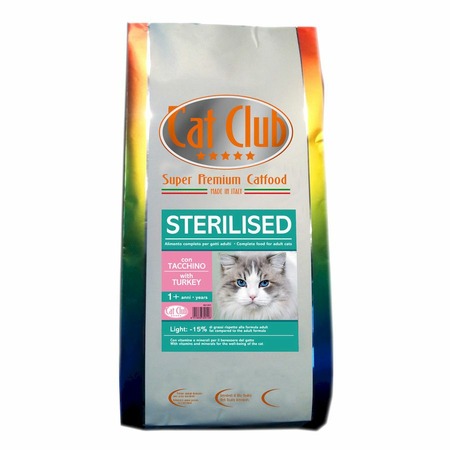 Cat Club Sterilised Turkey полнорационный сухой корм для стерилизованных кошек, с индейкой - 1,5 кг фото 1