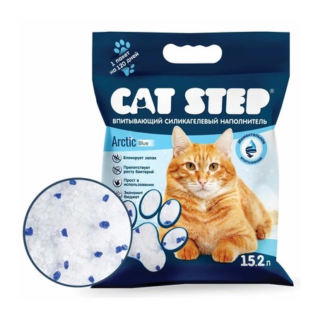 Наполнитель Cat Step для кошачьих туалетов силикагелевый впитывающий фото 1