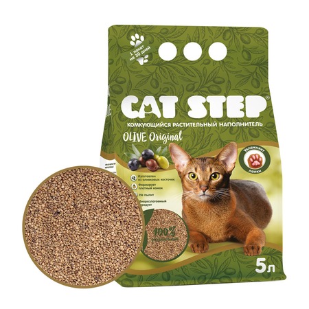 Cat Step Olive Original наполнитель для кошек комкующийся растительный - 5 л фото 1