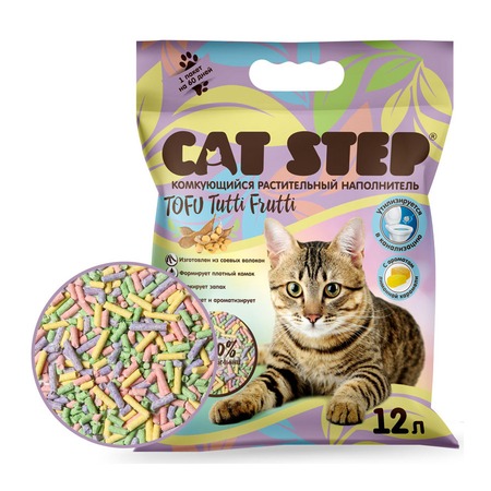 Cat Step Tofu Tutti Frutti наполнитель для кошек комкующийся растительный фото 1