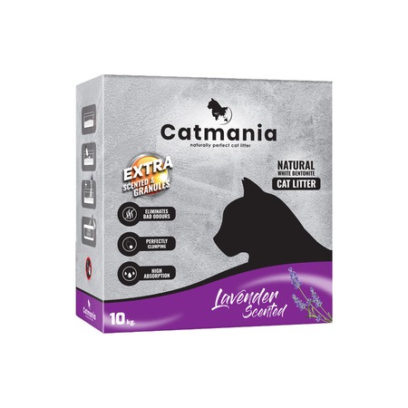 Наполнитель комкующийся Catmania Lavander для кошачьего туалета с ароматом лаванды, в коробке - 10 кг фото 1