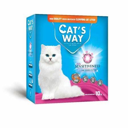 Cats way Box White Cat Litter With Babypowder наполнитель комкующийся для кошачьего туалета с ароматом детской присыпки (коробка) - 10 л фото 1