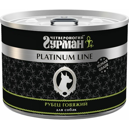 Четвероногий Гурман Platinum line влажный корм для собак, рубец говяжий, кусочки в желе, в консервах - 525 г фото 1