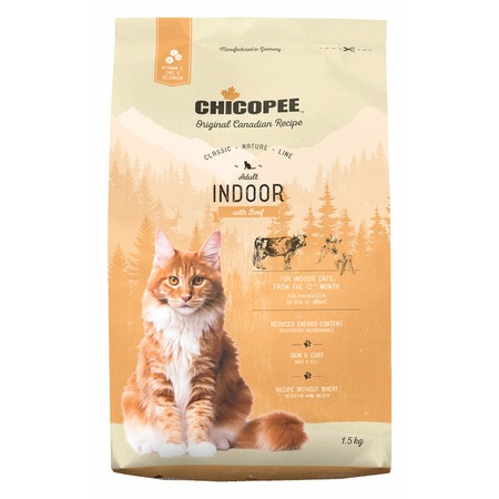 Chicopee CNL Cat Adult Indoor сухой корм для домашних кошек с говядиной - 1,5 кг фото 1