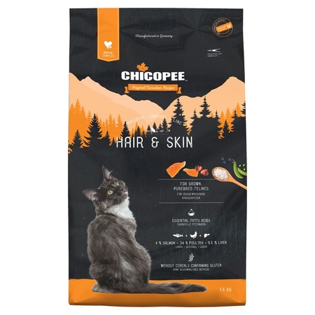 Chicopee HNL Cat Hair & Skin сухой корм для кошек для кожи и шерсти - 1,5 кг фото 1