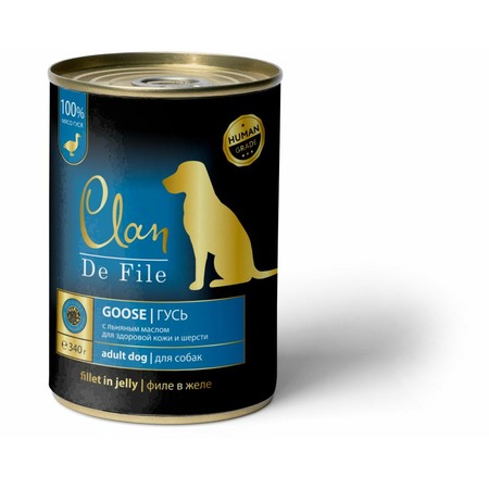 Clan De File полнорационный влажный корм для собак, с гусем, кусочки в желе, в консервах - 340 г фото 1