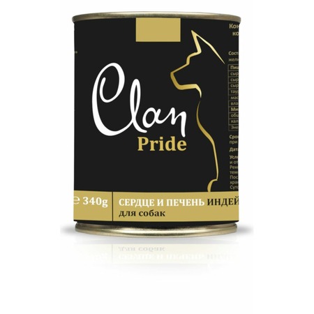Clan Pride полнорационный влажный корм для собак, сердце и печень индейки, кусочки в желе, в консервах - 340 г фото 1
