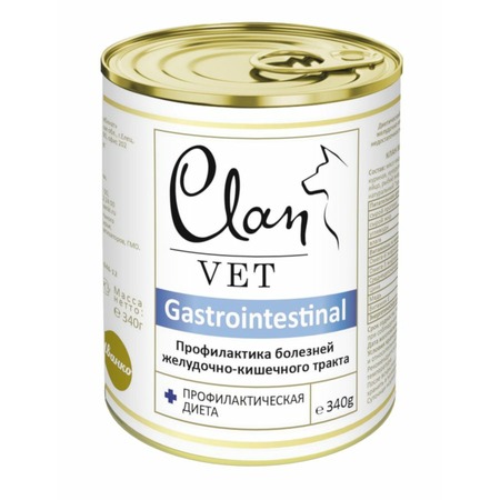 Clan Vet Gastrointestinal влажный корм для собак, для профилактики болезней ЖКТ, диетический, фарш, в консервах - 340 г фото 1