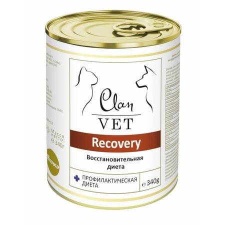 Clan Vet Recovery влажный корм для собак и кошек, восстановительная диета, диетический, паштет, в консервах - 340 г фото 1