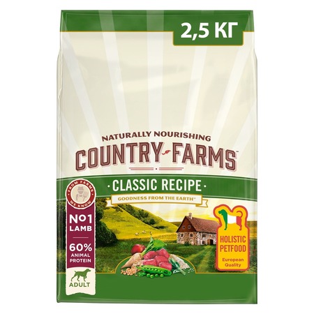 Country Farms сухой корм для взрослых собак с ягненком - 2,5 кг фото 1