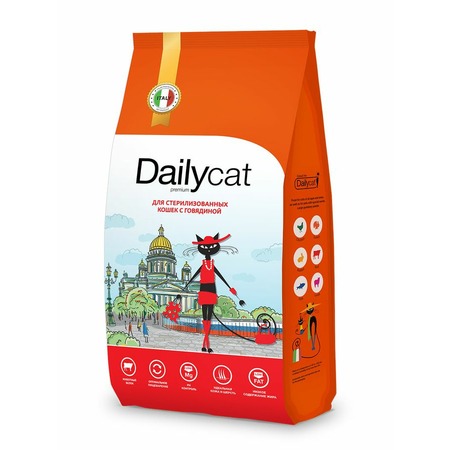 Dailycat Casual сухой корм для взрослых стерилизованных кошек с говядиной - 1,5 кг фото 1