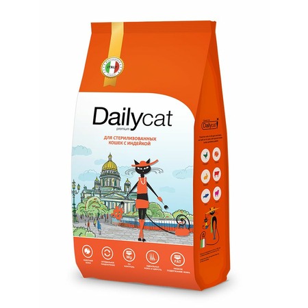 Dailycat Casual сухой корм для взрослых стерилизованных кошек с индейкой - 10 кг фото 1