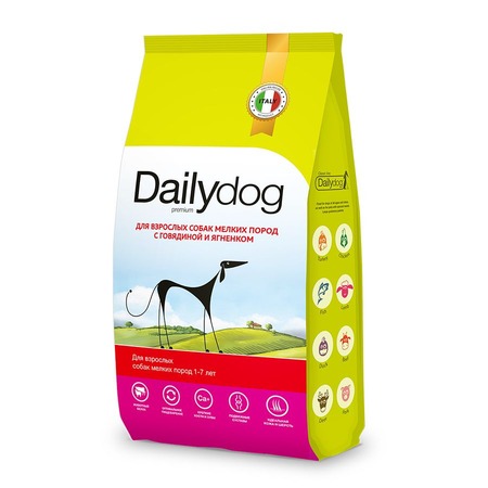 Dailydog Classic line сухой корм для взрослых собак мелких пород, с говядиной и ягненком - 12 кг фото 1