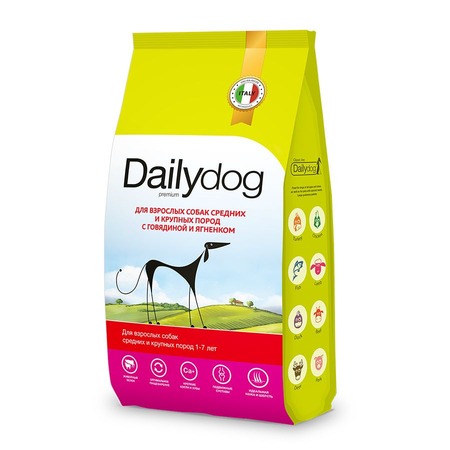 Dailydog Classic line сухой корм для взрослых собак средних и крупных пород, с говядиной и ягненком - 20 кг фото 1