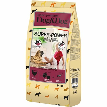 Dog&Dog Expert Premium Super-Power сухой корм для взрослых активных собак с курицей - 14 кг фото 1