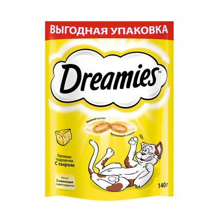 Dreamies лакомые подушечки для взрослых кошек с сыром - 140 г фото 1