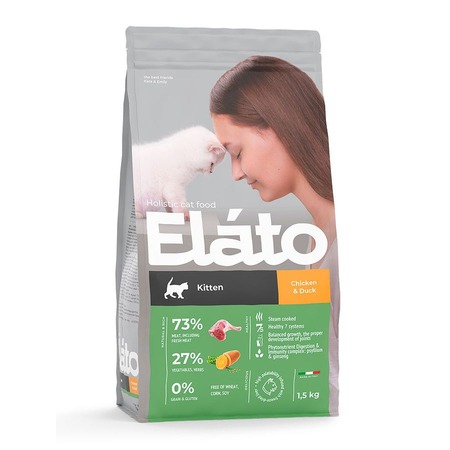 Elato Holistic сухой корм для котят с курицей и уткой - 1,5 кг фото 1