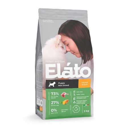 Elato Holistic сухой корм для щенков мелких пород с курицей и уткой - 2 кг фото 1