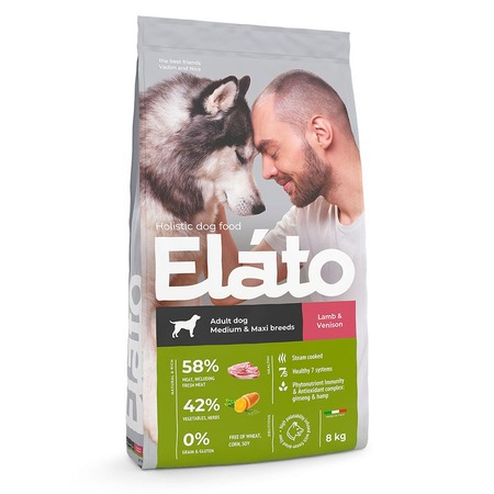Elato Holistic сухой корм для взрослых собак средних и крупных пород с ягненком и олениной - 8 кг фото 1
