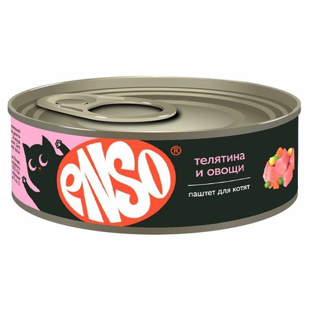 Enso Basic для котят, полнорационный, профилактика МКБ, с телятиной и овощами, паштет, в консервах - 100 г фото 1