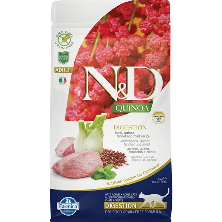 Farmina N&D Cat Grain Free quinoa digestion lamb корм для взрослых кошек улучшающий пищеварение с ягненком и киноа 1,5 кг фото 1