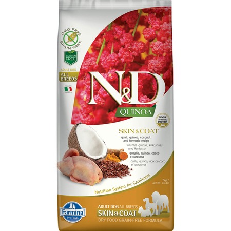 Farmina N&D Dog Grain Free quinoa skin & coat quail корм для собак здоровая кожа и шерсть с перепелом и киноа фото 1