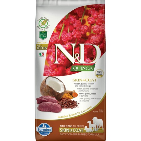 Farmina N&D Dog Grain Free quinoa skin & coat venison корм для собак здоровая кожа и шерсть с олениной и киноа фото 1