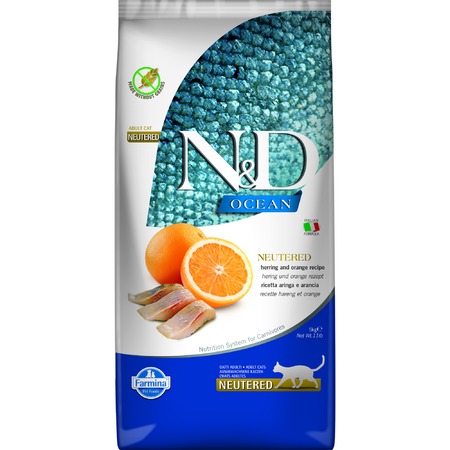 Farmina N&D Ocean Herring & Orange Neutered Adult сухой корм для стерилизованных кошек с сельдью и апельсином фото 1