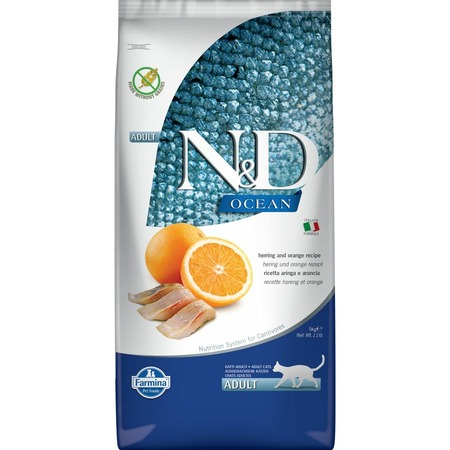 Farmina N&D Ocean Herring & Orange Adult сухой беззерновой корм для кошек с сельдью и апельсином - 5 кг фото 1