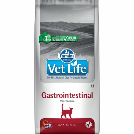 Farmina Vet Life Cat Gastrointestinal ветеринарный диетический сухой корм для взрослых кошек с воспалительными заболеваниями ЖКТ - 5 кг фото 1