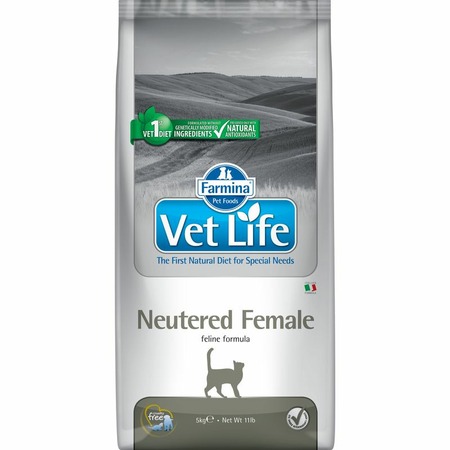 Farmina Vet Life Cat Neutered Female ветеринарный диетический сухой корм для взрослых стерилизованных кошек - 5 кг фото 1