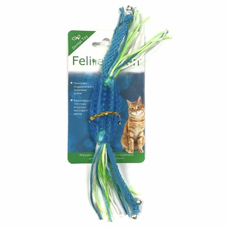 Feline Clean Dental игрушка для кошек, конфетка-прорезыватель с лентами, резина фото 1