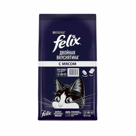Felix Двойная Вкуснятина сухой корм для взрослых кошек с мясом - 10 кг фото 1