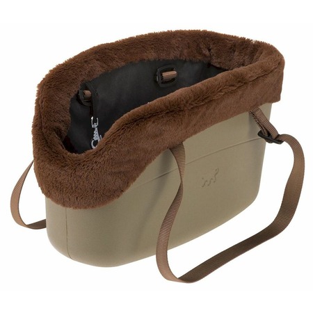 Ferplast With-Me сумка-переноска для собак мелких пород, с меховым чехлом, бежевая - 21,5x43,5xh27 см фото 1