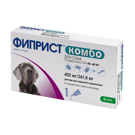 Фиприст Комбо KRKA капли для собак свыше 40 кг от блох, вшей, клещей и власоедов - 1 пипетка фото 1