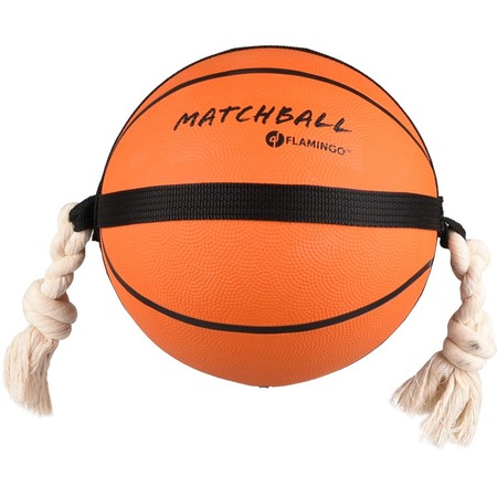 Flamingo "Баскетбольный мяч с верёвкой" игрушка для собак, резина - 53 х 23 х 23 см фото 1
