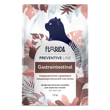 Florida Preventive Line Gastrointestinal полнорационный сухой корм для кошек, поддержание здоровья пищеварительной системы - 1,5 кг фото 1