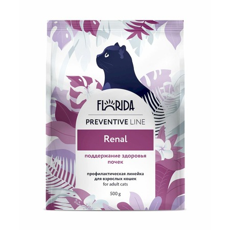 Florida Preventive Line Renal полнорационный сухой корм для кошек, поддержание здоровья почек - 500 г фото 1