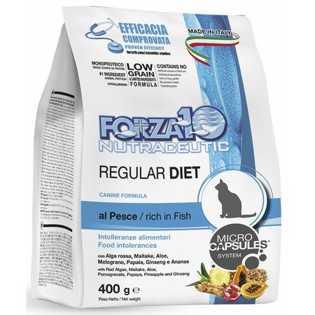 Сухой корм Forza10 Regular Diet для взрослых кошек при аллергии и повышенной чувствительности к животным белкам с рыбой - 400 г фото 1