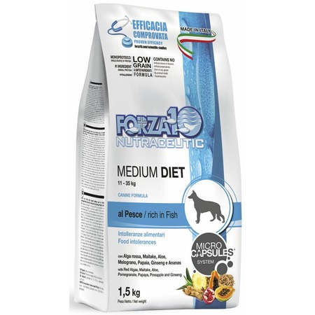 Сухой корм Forza10 Medium Diet для взрослых собак средних пород при аллергии из рыбы с микрокапсулами - 1,5 кг фото 1