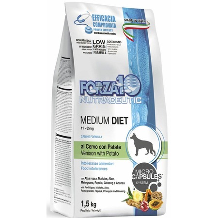 Сухой корм Forza10 Medium Diet для взрослых собак средних пород при аллергии из оленины с картофелем с микрокапсулами - 1,5 кг фото 1