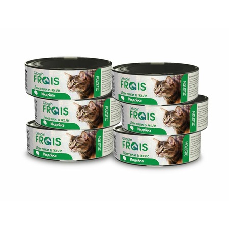 Frais Glogin Holistic полнорационный влажный корм для кошек, с индейкой, ломтики в желе, в консервах - 100 г фото 1