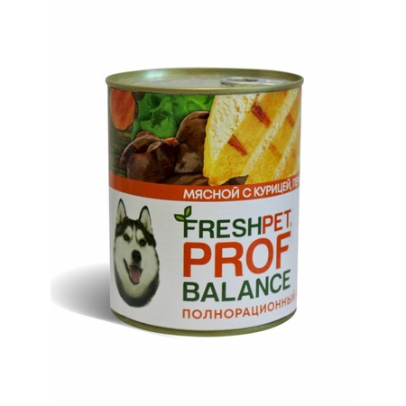 Freshpet Prof Balance полнорационный влажный корм для собак, фарш из курицы, печени и гречки, в консервах - 850 г фото 1