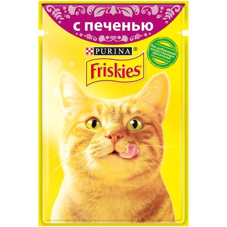Friskies полнорационный влажный корм для кошек, с печенью, кусочки в подливе, в паучах - 85 г фото 1